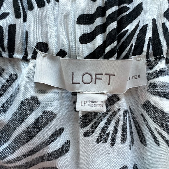 LOFT NWOT LINEN BLEND BLACK & WHITE FIREWORKS MIDI DRESS TIERED | LARGE PETITE - Picture 10 of 12